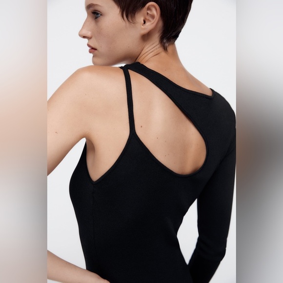 Zara Black Cut Out Knit Dress Size S - Picture 5 of 10